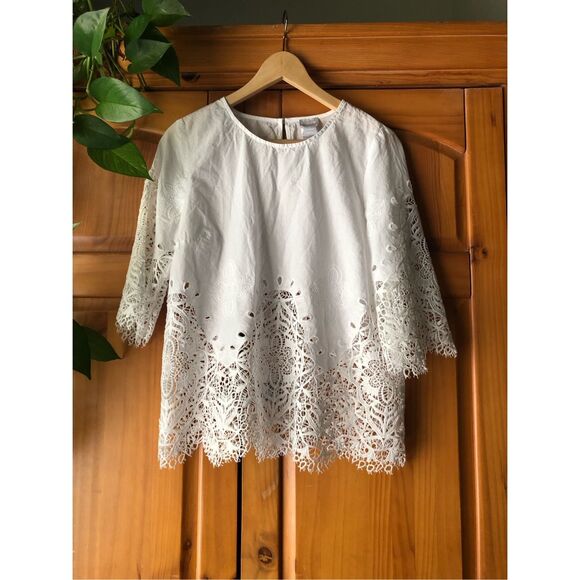 Chico's Tops - Chico’s Crochet Embroidered Blouse Size 1 US SZ 8/10